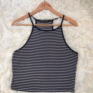 blue & white striped tank top